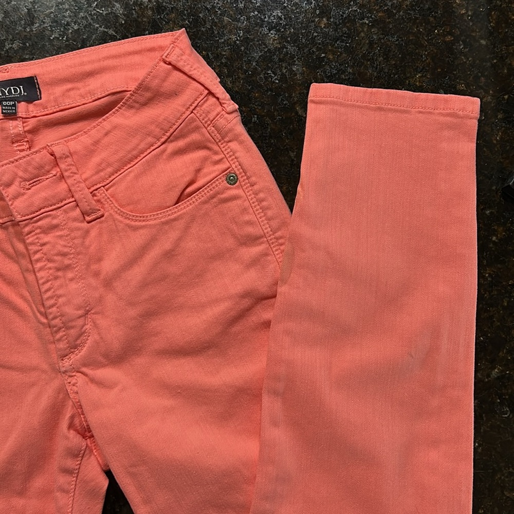 NYDJ Los Angeles Alina Lift x Tuck technology convertible ankle coral jeans 00P - Picture 2 of 7
